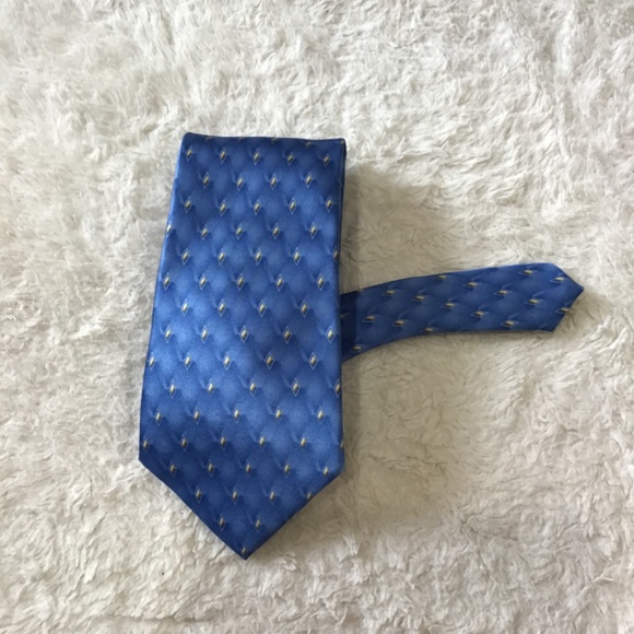 Savile Row Men Necktie Blue Geometric Diamond Silk Made In USA Classic Career - Picture 5 of 5